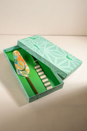 10000017575 KEORA STRIPER CAKE SERVER (SET OF 2) HONEY BLOOM