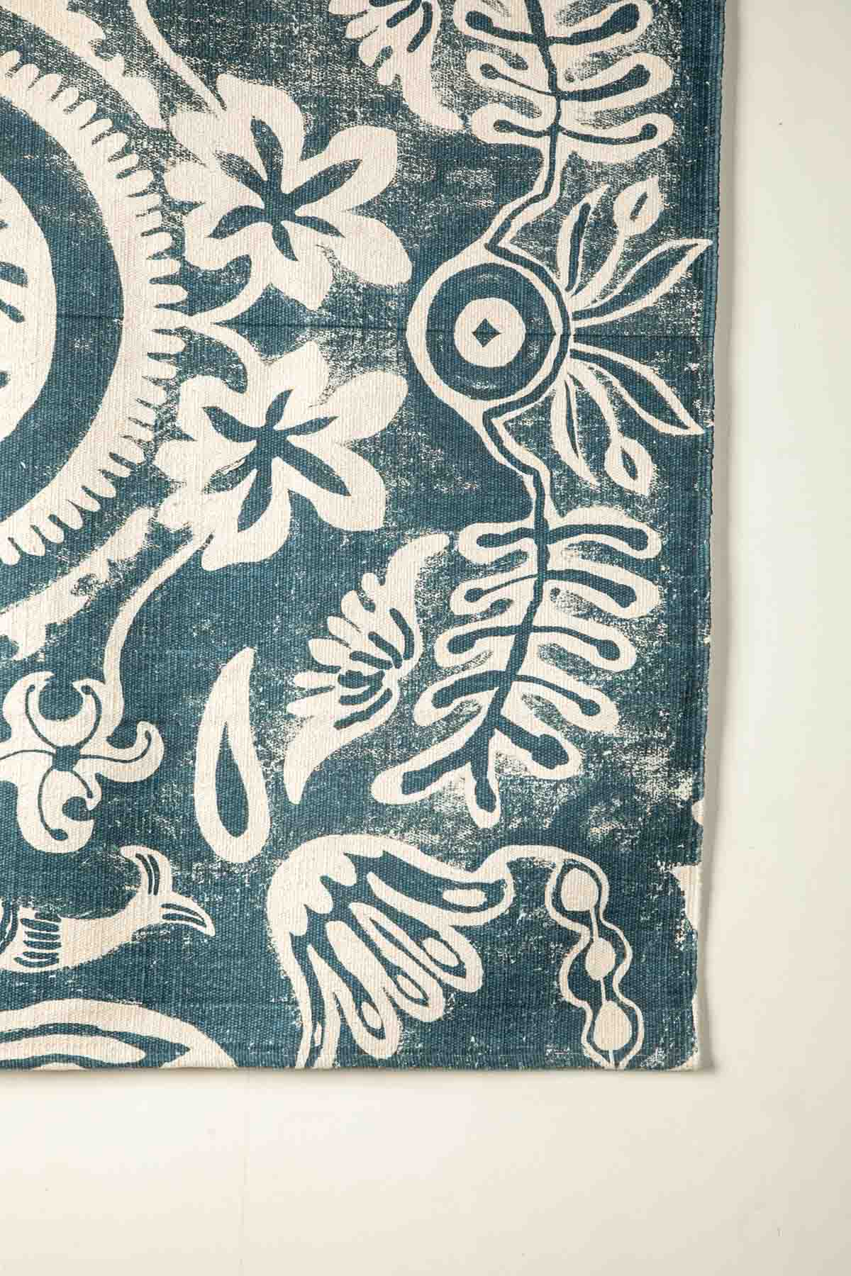 10000017583 MADELLION TREE PRINTED RUG INDIGO