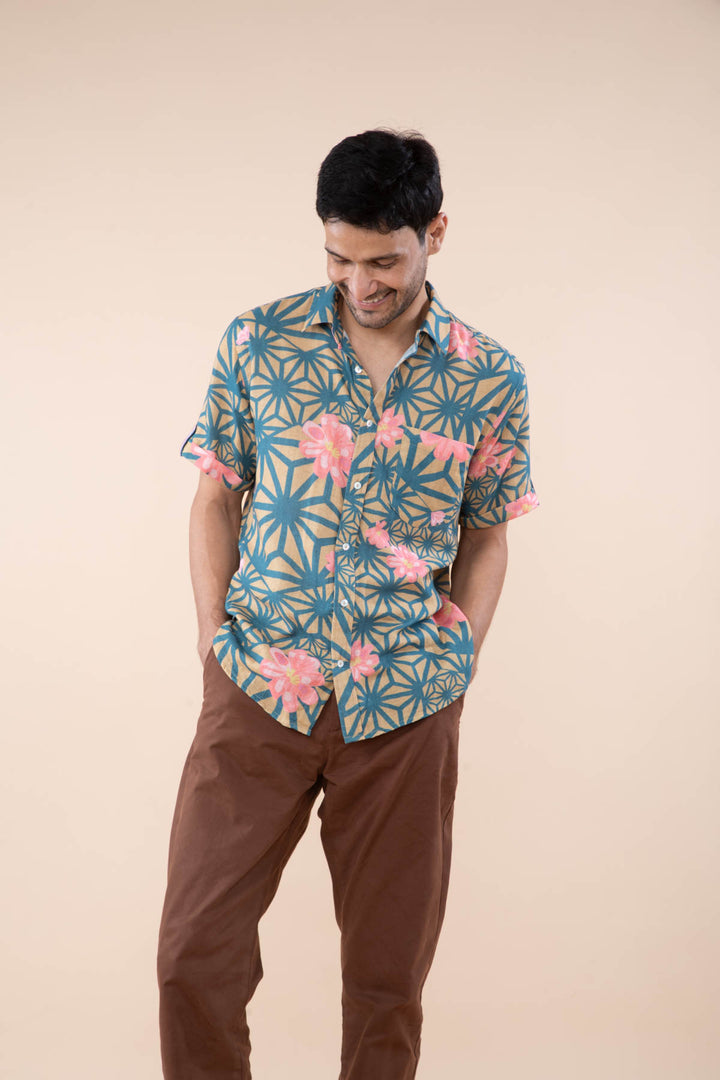 Kiwach Printed Shirt (Goldenrod Blue)