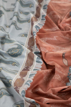 Dance Of The Yalis Rust Printed Upholstery Fabric