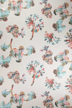 Palmyrah Beige Printed Velvet Upholstery Fabric