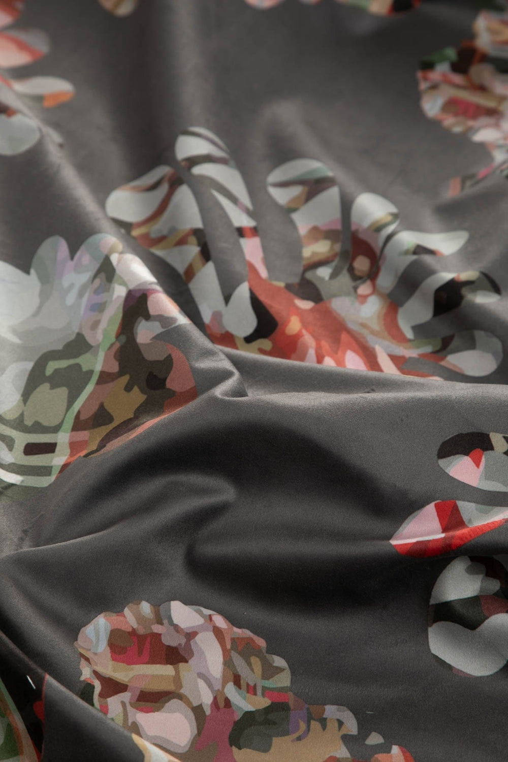 Palmyrah Slate Grey Printed Velvet Upholstery Fabric