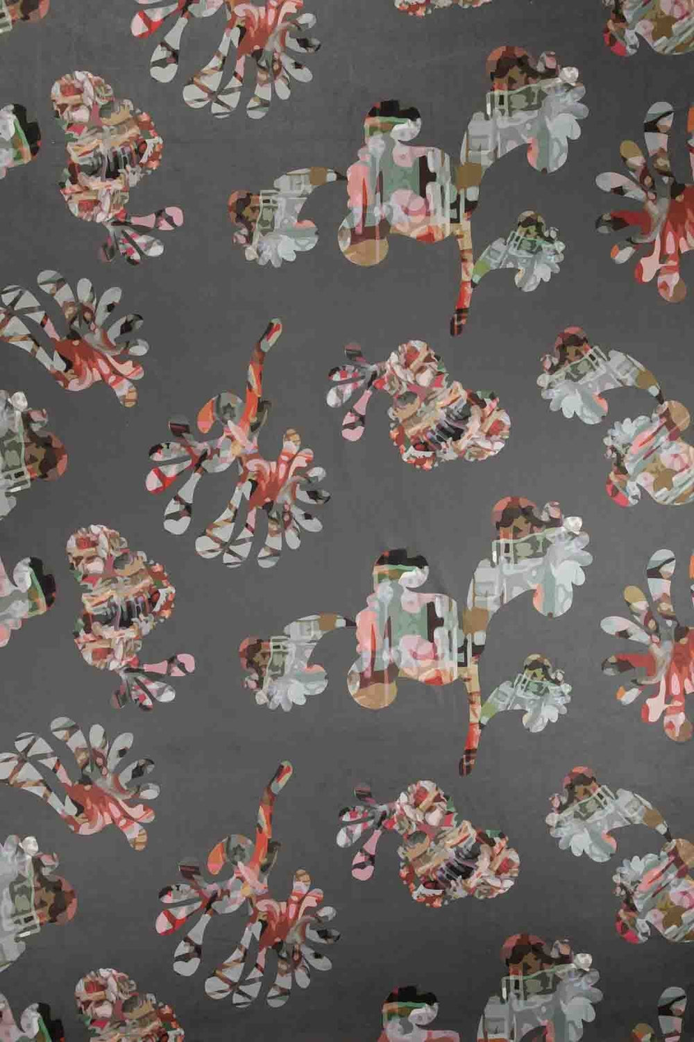 Palmyrah Slate Grey Printed Velvet Upholstery Fabric