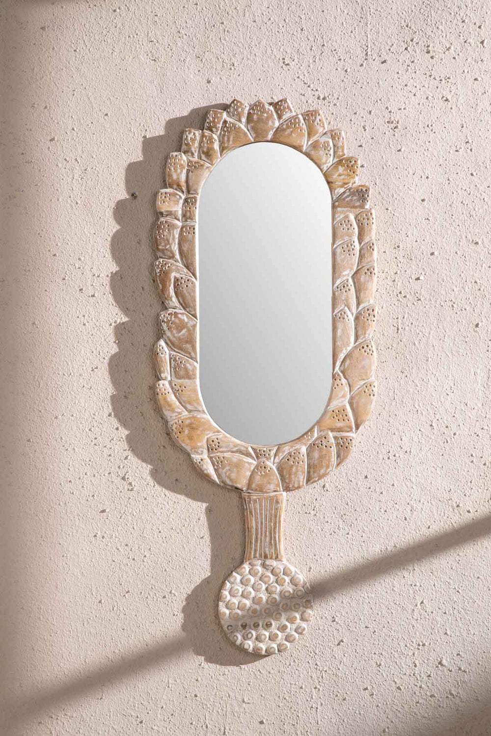 Seed Pod Glass And Wood Wall Mirror
