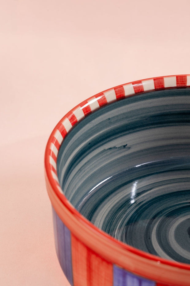 10000017783 KONGU STRAIGHT SERVER BOWL (L) MADDER RED