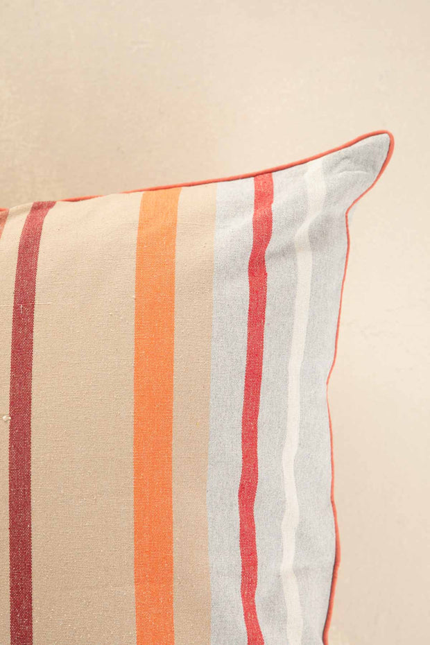 10000017806 CASUAL HORIZON STRIPER CUSHION COVER LATERITE RED