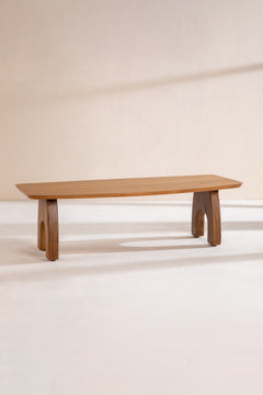 Curved Rectangle Teak Wood Coffee Table