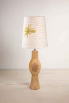 Bulb Table Lamp with Temple Palms Taper Lampshade (Grey)