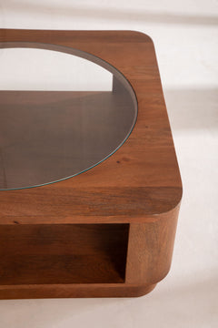 Dune Acacia Wood And Glass Coffee Table