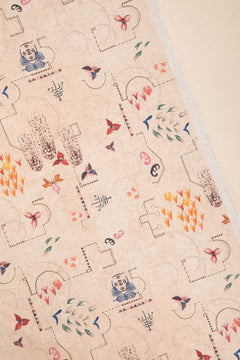 Garden Of Memories Parchment Beige Printed Fabric Swatch