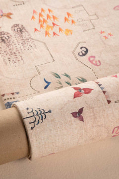 Garden Of Memories Parchment Beige Printed Fabric Swatch