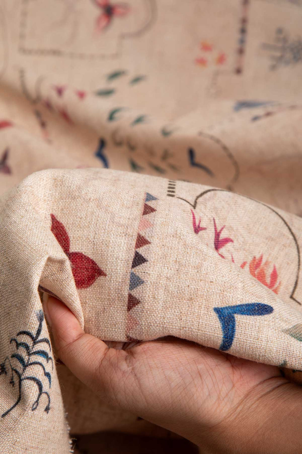 Garden Of Memories Parchment Beige Printed Fabric Swatch
