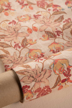 Ylang Ylang With Doves Printed Upholstery Fabric (Amber Yellow)