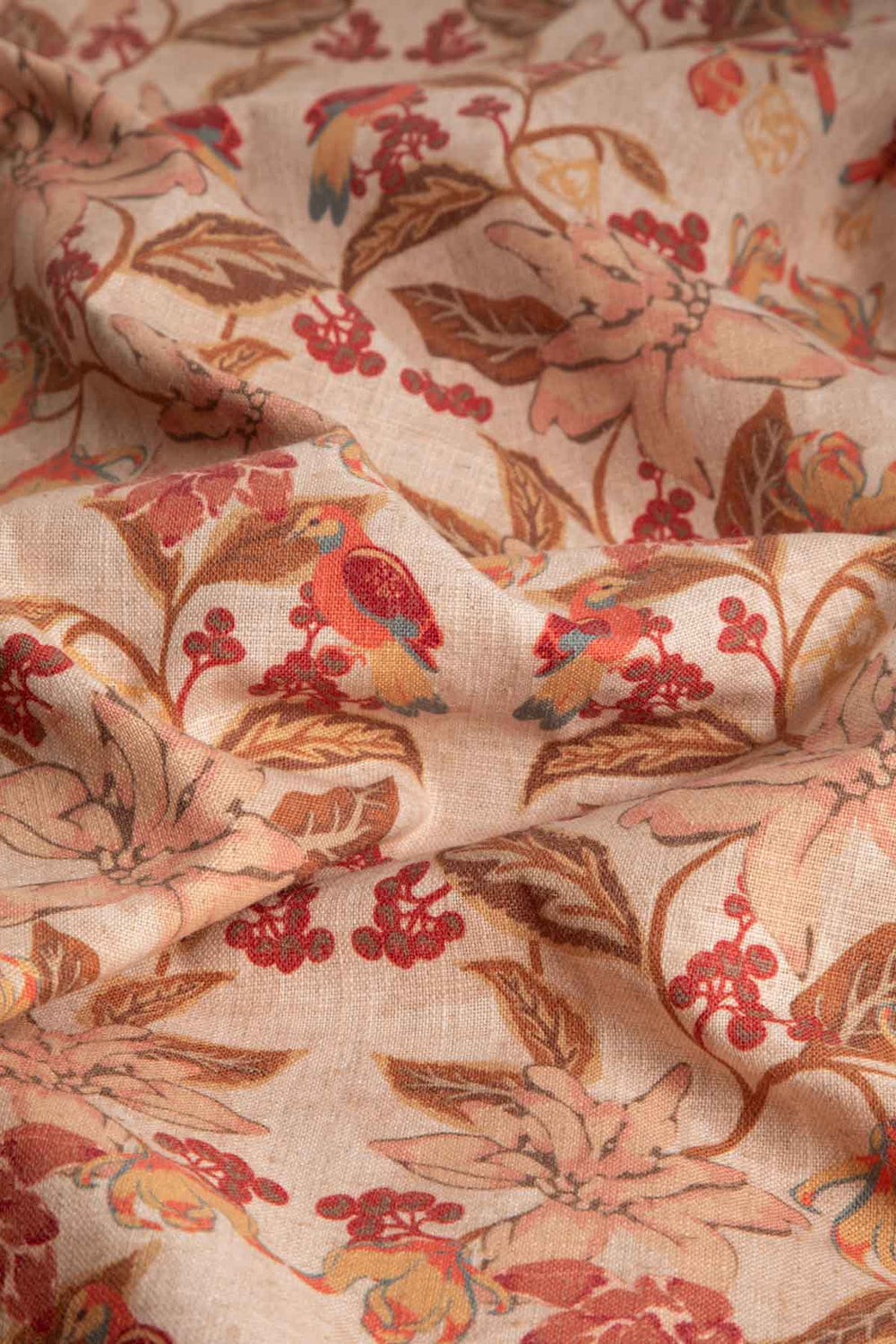 Ylang Ylang With Doves Printed Upholstery Fabric (Amber Yellow)