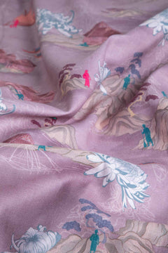 Riverfront Toile Printed Upholstery Fabric (Mauve Shadow)