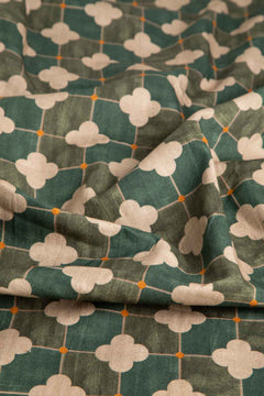Roz Tile Printed Upholstery Fabric (Jade Green)