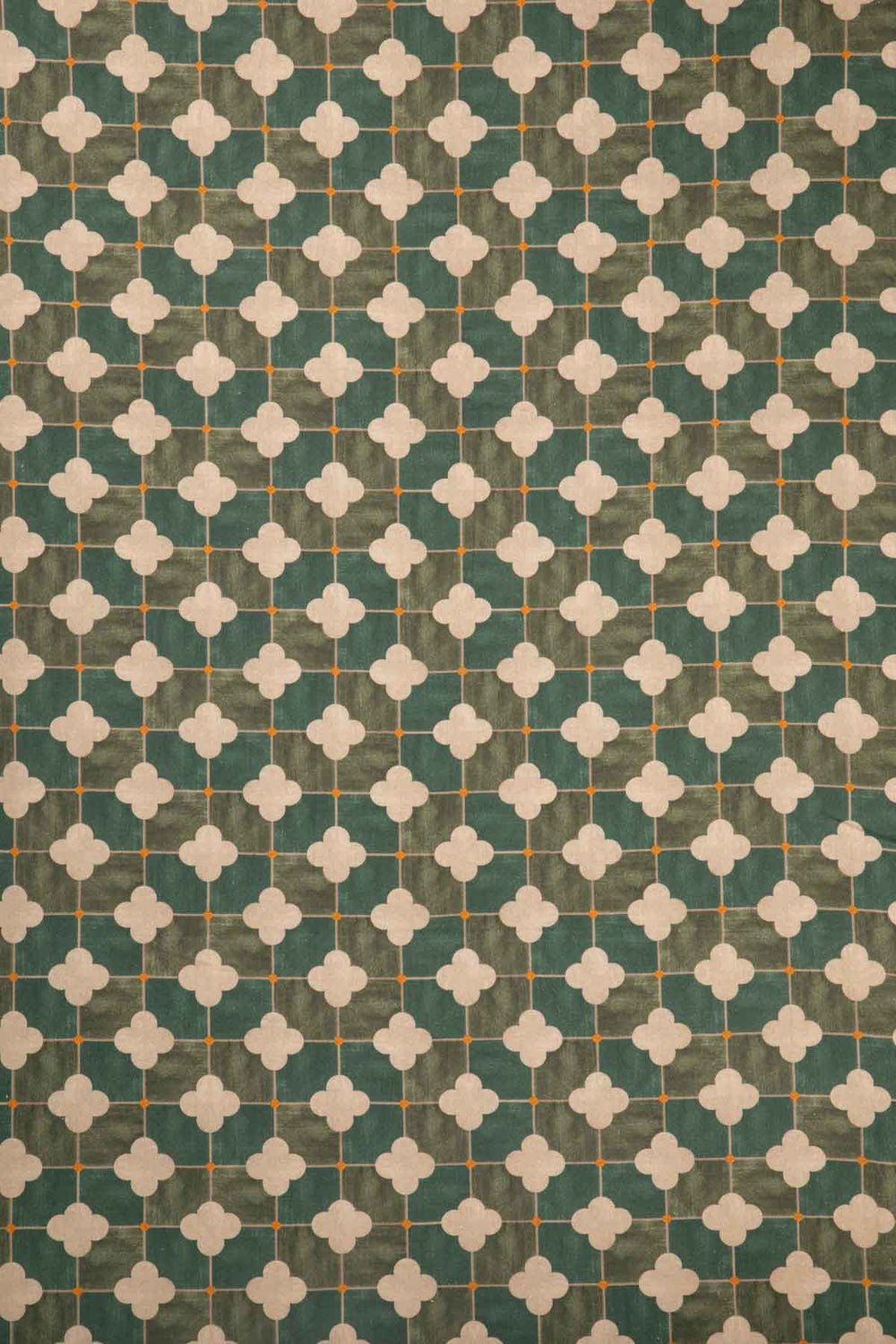 Roz Tile Printed Upholstery Fabric (Jade Green)