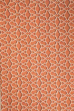 Shifted Flower Tile Spice Red Printed Fabric Swatch