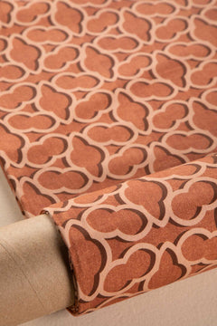 Shifted Flower Tile Printed Upholstery Fabric (Spice Red)