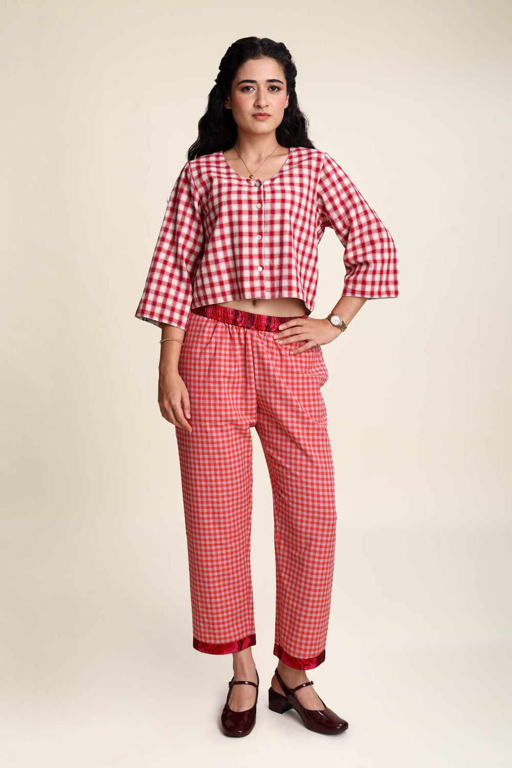 Plane Checks Sundance Pants (Caramine Rose)
