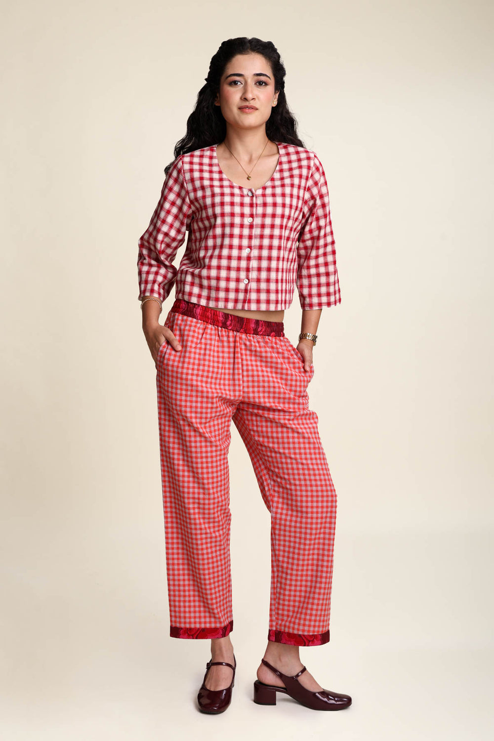 Plane Checks Sundance Pants (Caramine Rose)