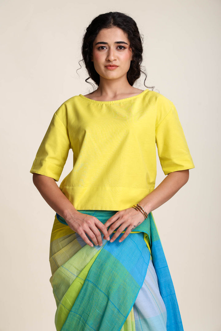 Solid Bihu Blouse (Sunflower Yellow)