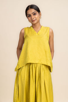 Glass Satin A-Line Top (Lime Luster)