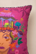 PRINT & PATTERN CUSHIONS Lady With Pagoda Hat Very Berry Cushion Cover (41 X 41 Cm)