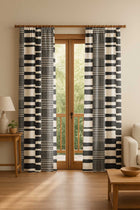 Salaka Black And White Cotton Drapes And Blinds
