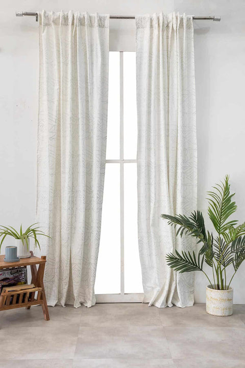 CURTAINS Wireframe Cotton Curtains And Blinds (Silver)