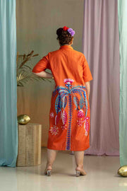 Toddy Palm Midi Dress (Radiant Rust)