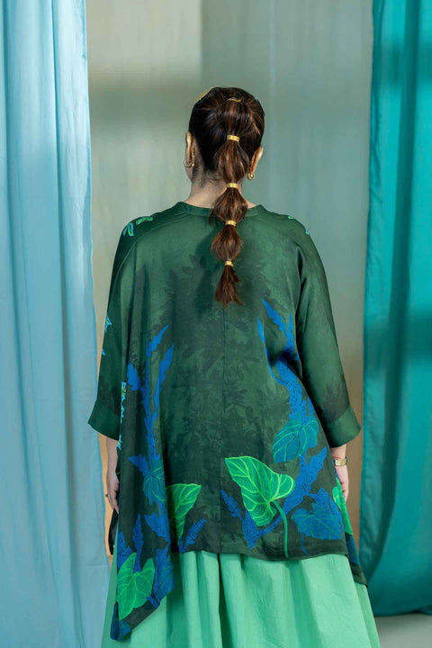 Mimicry Blooms Kaftan Top (Forest Green)