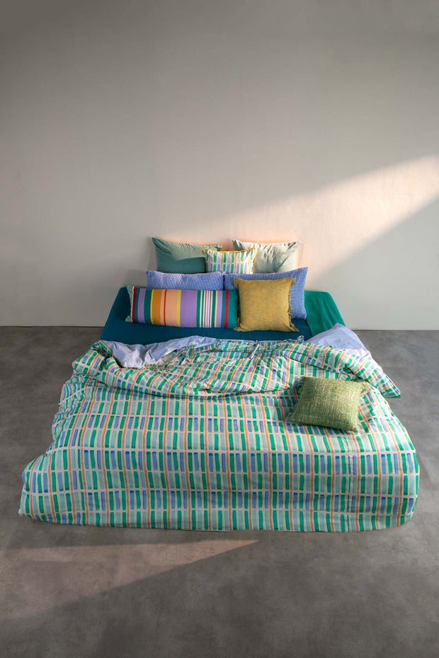 Geo Block Celadon Green Duvet Cover