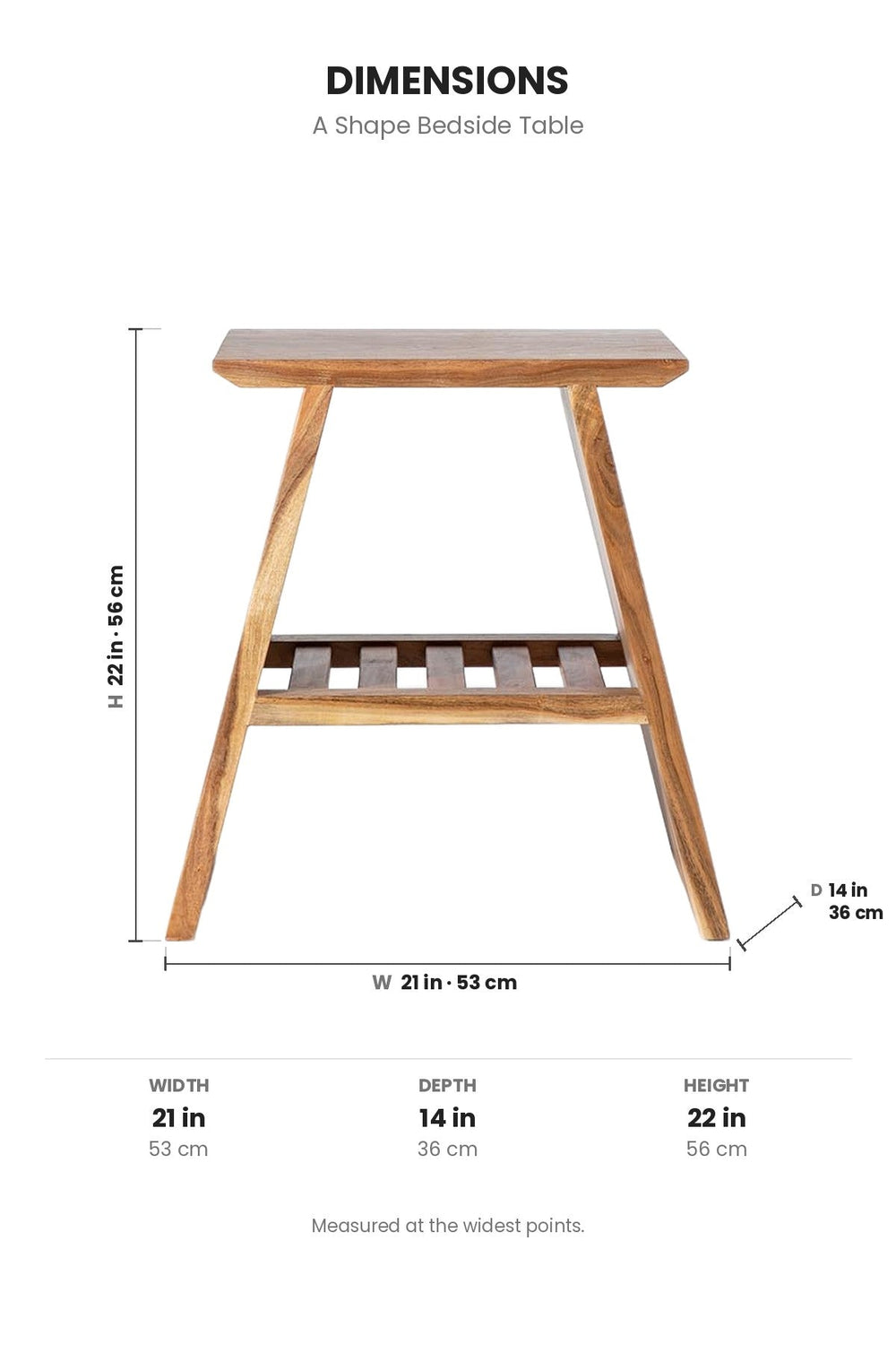 BEDSIDE TABLES A Shape Bedside Table (Acacia Wood)