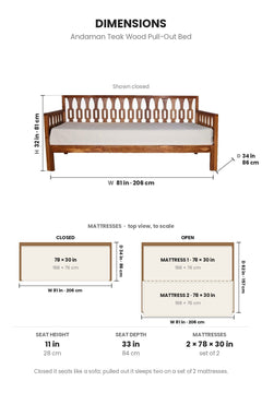 PULL OUT BEDS Andaman Teak Wood Pull Out Bed
