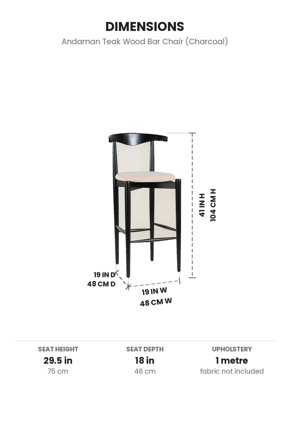 BAR CHAIRS Andaman Teak Wood Bar Chair (Charcoal)