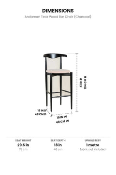 BAR CHAIRS Andaman Teak Wood Bar Chair (Charcoal)