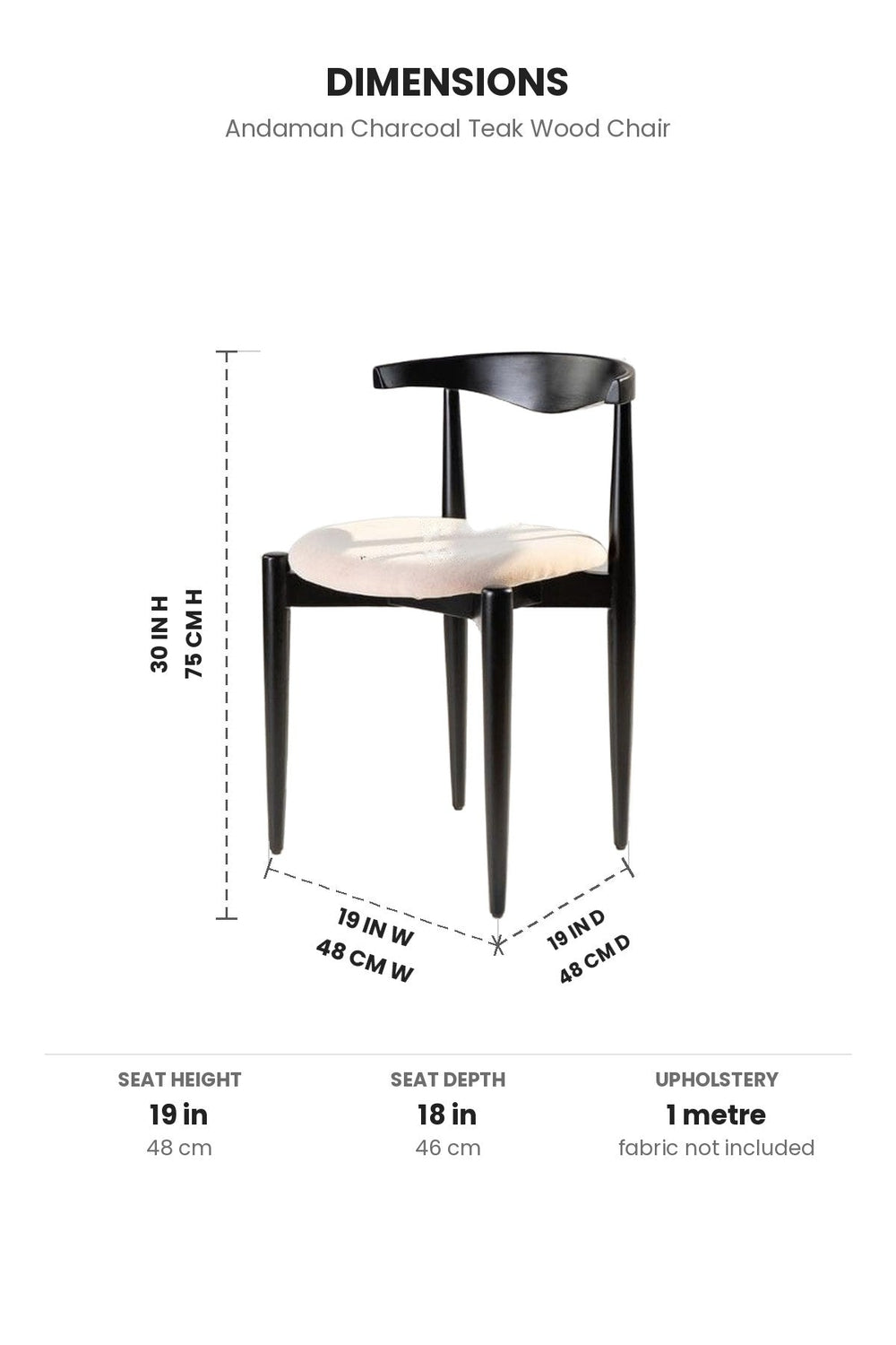 DINING CHAIRS Andaman Teak Wood Dining Chair (Charcoal)