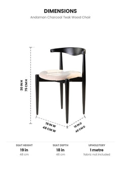 DINING CHAIRS Andaman Teak Wood Dining Chair (Charcoal)