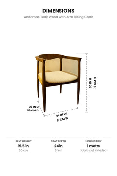 DINING CHAIRS Andaman Teak Wood With Arm Dining Chair