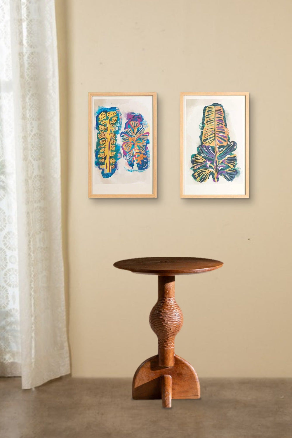 WALL ACCENTS Udanti Tree Pair Woodcut Wall Art (Artistic Teal)