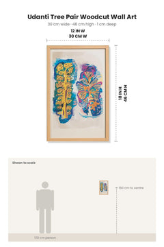 WALL ACCENTS Udanti Tree Pair Woodcut Wall Art (Artistic Teal)