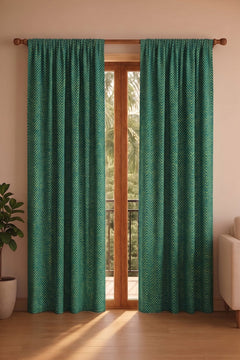 CURTAINS Herringbone Astral Green Cotton Drapes And Blinds