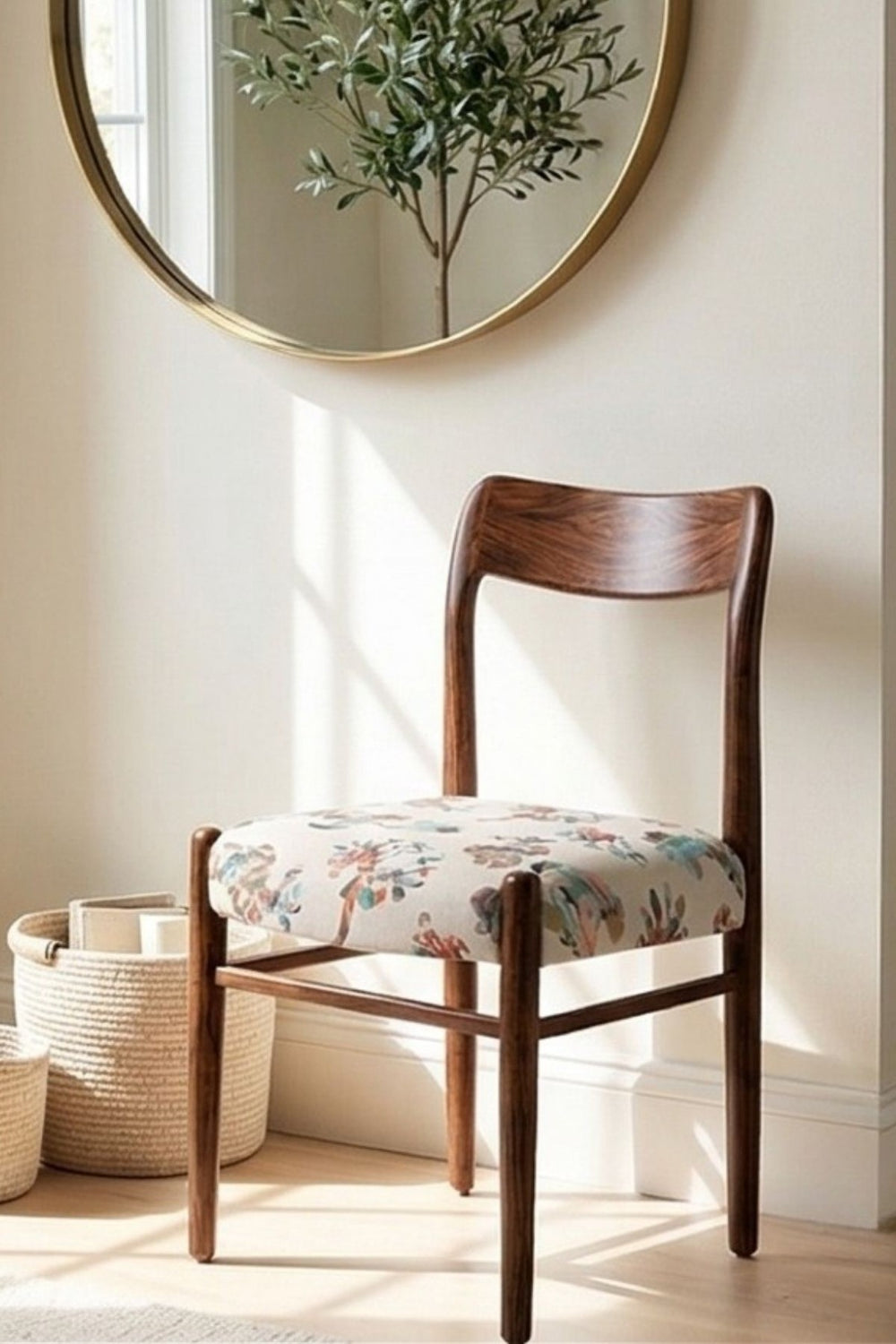 Upholstered Bundle Ay`s Retro Dining Chair in Palmyrah Beige Fabric