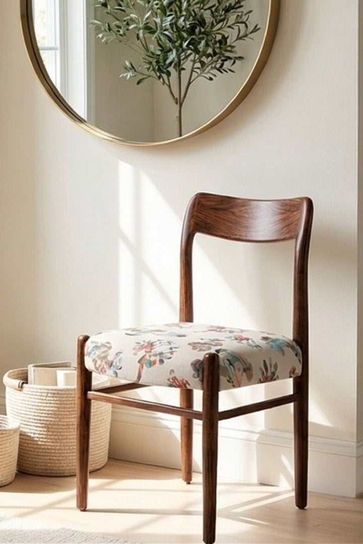 Upholstered Bundle Ay`s Retro Dining Chair in Palmyrah Beige Fabric