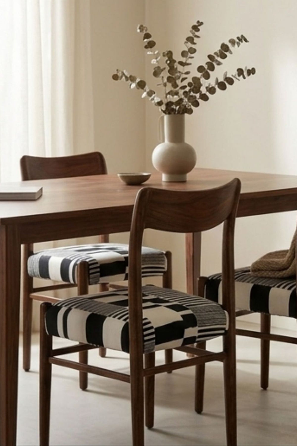 Upholstered Bundle Ay`s Retro Dining Chair in Salaka Black And White Fabric