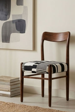 Upholstered Bundle Ay`s Retro Dining Chair in Salaka Black And White Fabric