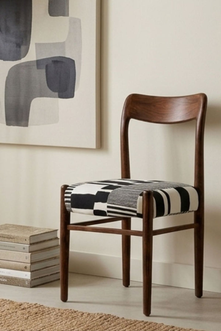 Upholstered Bundle Ay`s Retro Dining Chair in Salaka Black And White Fabric