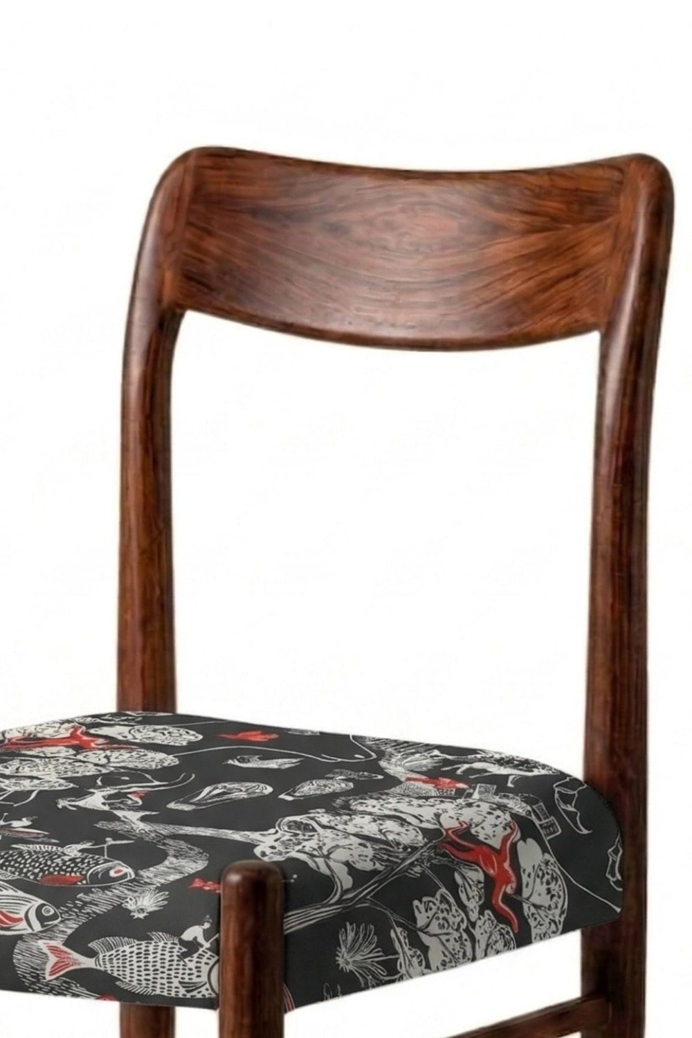Upholstered Bundle Ay`s Retro Dining Chair in Mindscape Charcoal Fabric