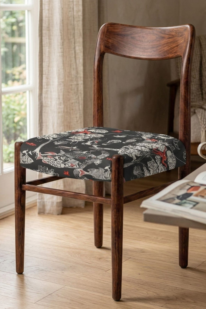 Upholstered Bundle Ay`s Retro Dining Chair in Mindscape Charcoal Fabric